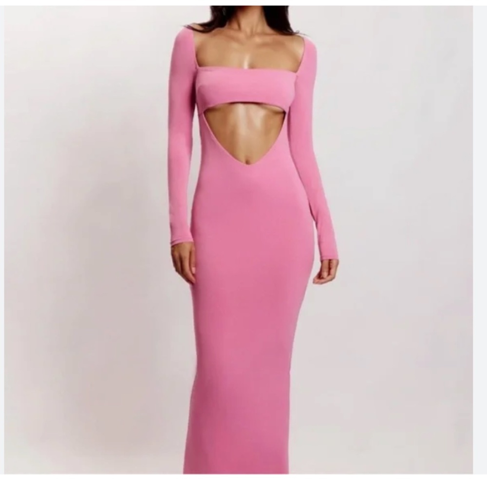 NWT Meshki Ashleigh‎ Cut Out Bandeau Barbiecore Cocktail Maxi Dress XS